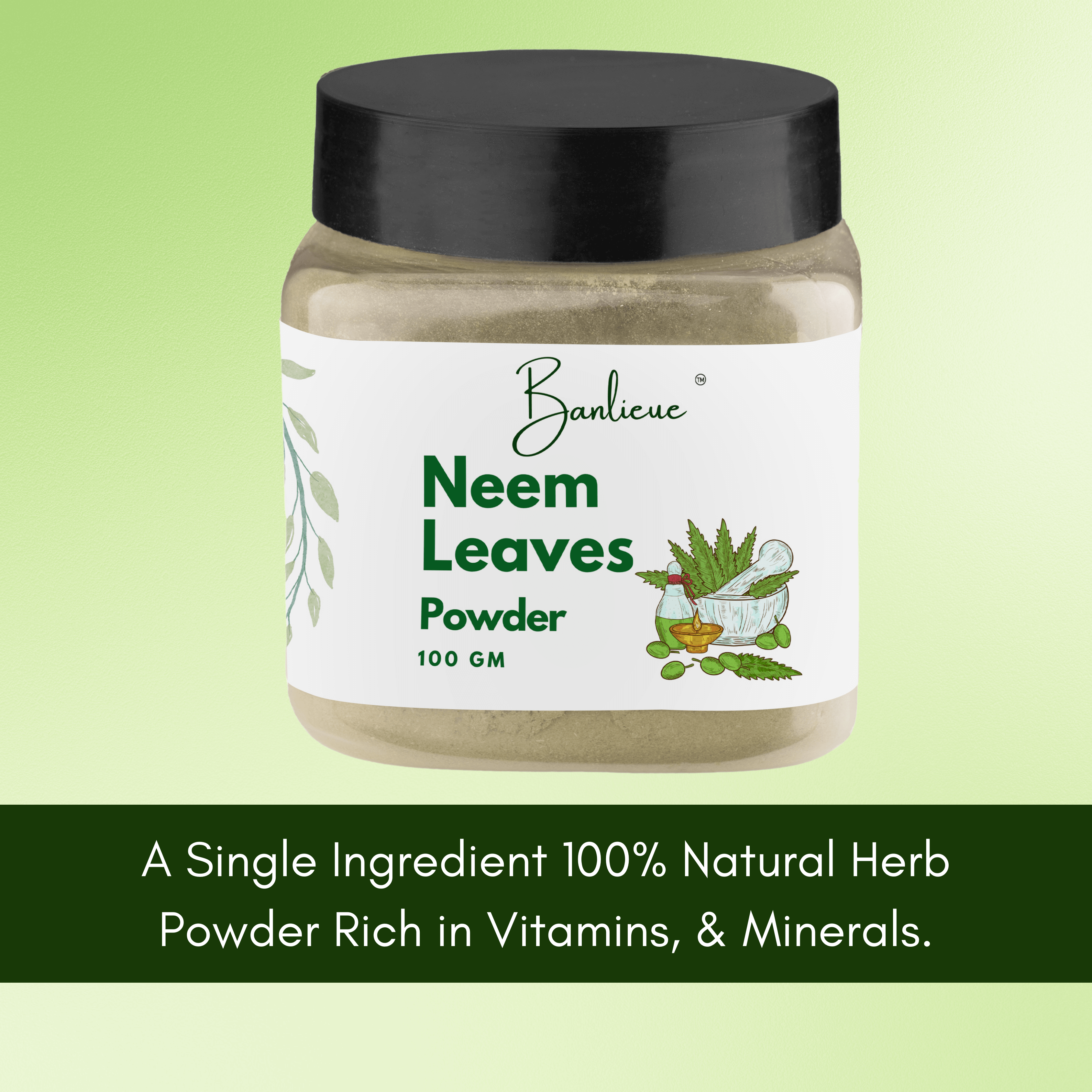Banlieue Neem Leaves Powder Natural Herbal Powder for Skin and Hair Care | Clear - Banlieue