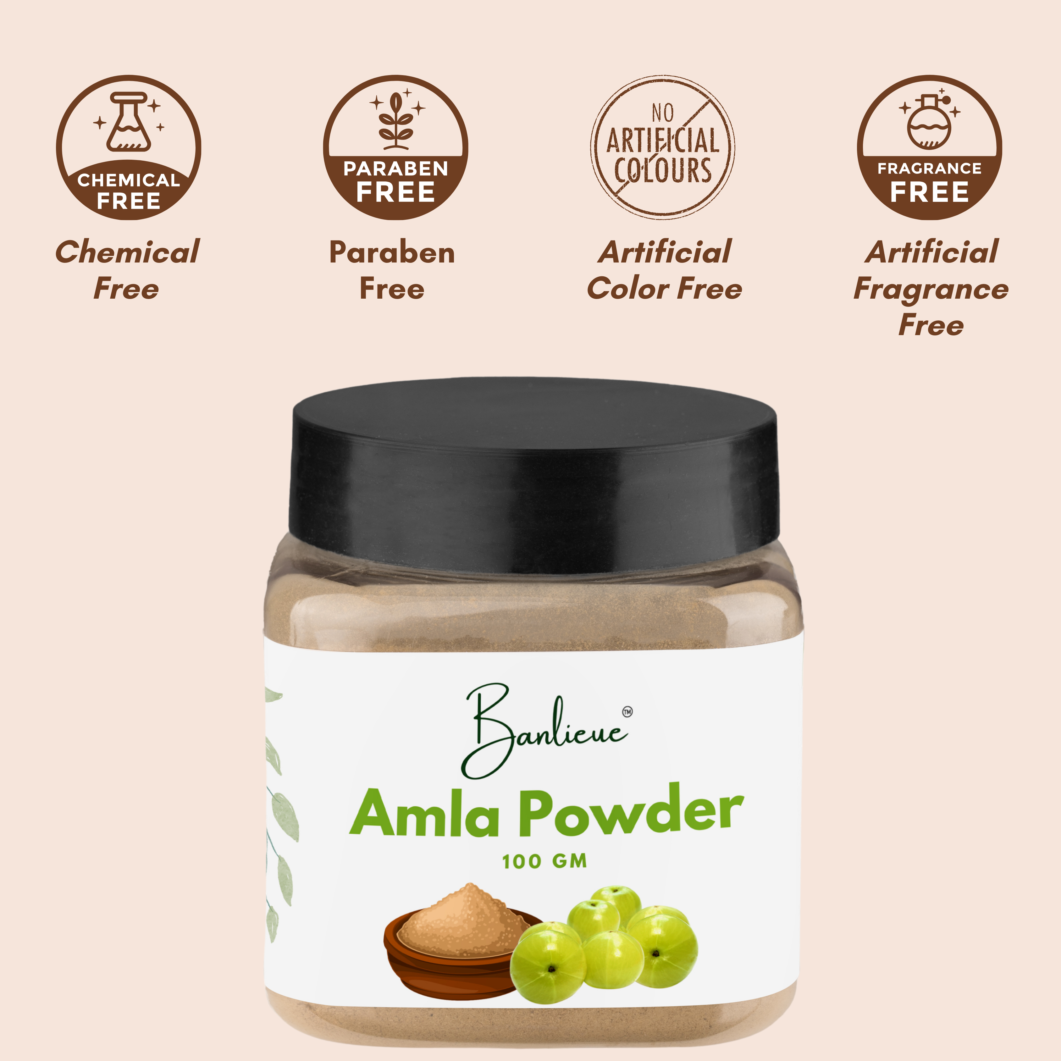 Banlieue Amla Powder Hair and Skin Care Solution | Chemical-Free, Paraben-Free, - Banlieue