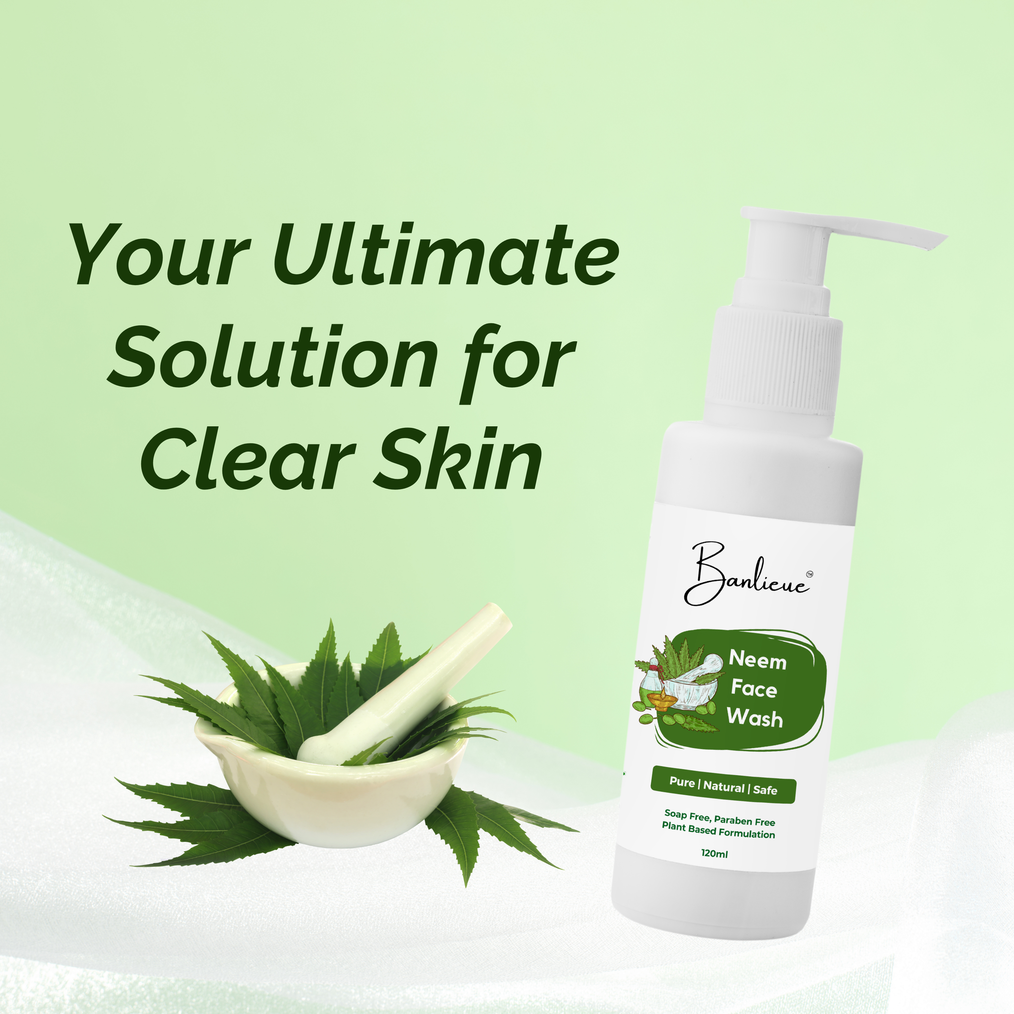 Banlieue Neem Face Wash Pure Natural & Safe 120ml | Soap Free Paraben Free Plant-Based(pack of 2) - Banlieue