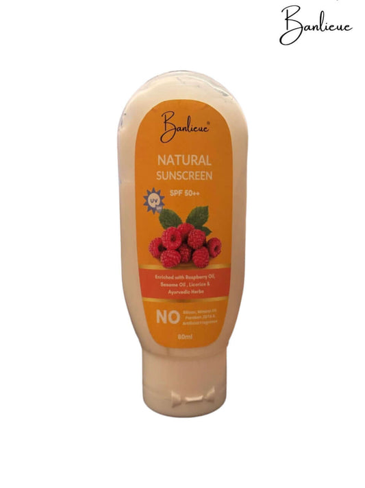 Banlieue Natural Sunscreen SPF 50++ 60ml - Roseberry Flavored, Ultra Protection & Skin Care