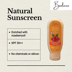 Banlieue Natural Sunscreen SPF 50++ 60ml - Roseberry Flavored, Ultra Protection & Skin Care