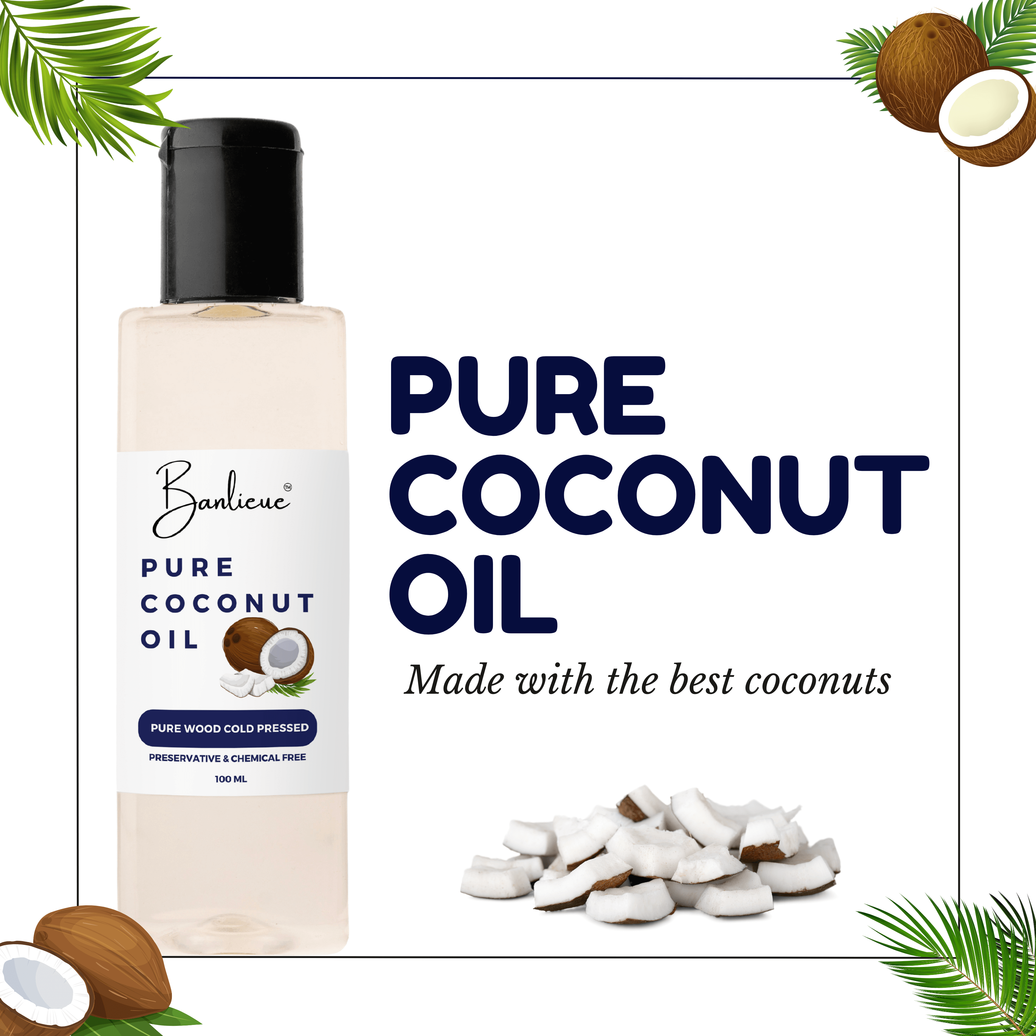 Banlieue Coconut Oil 100% Pure | For Hair & Skin, Coconut Virgin Oil for Baby Massage(pack of 2) - Banlieue