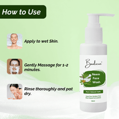 Natural Neem Face Wash 120ml and Aloe Vera Gel 350g Combo, Fragrance-Free, Paraben-Free