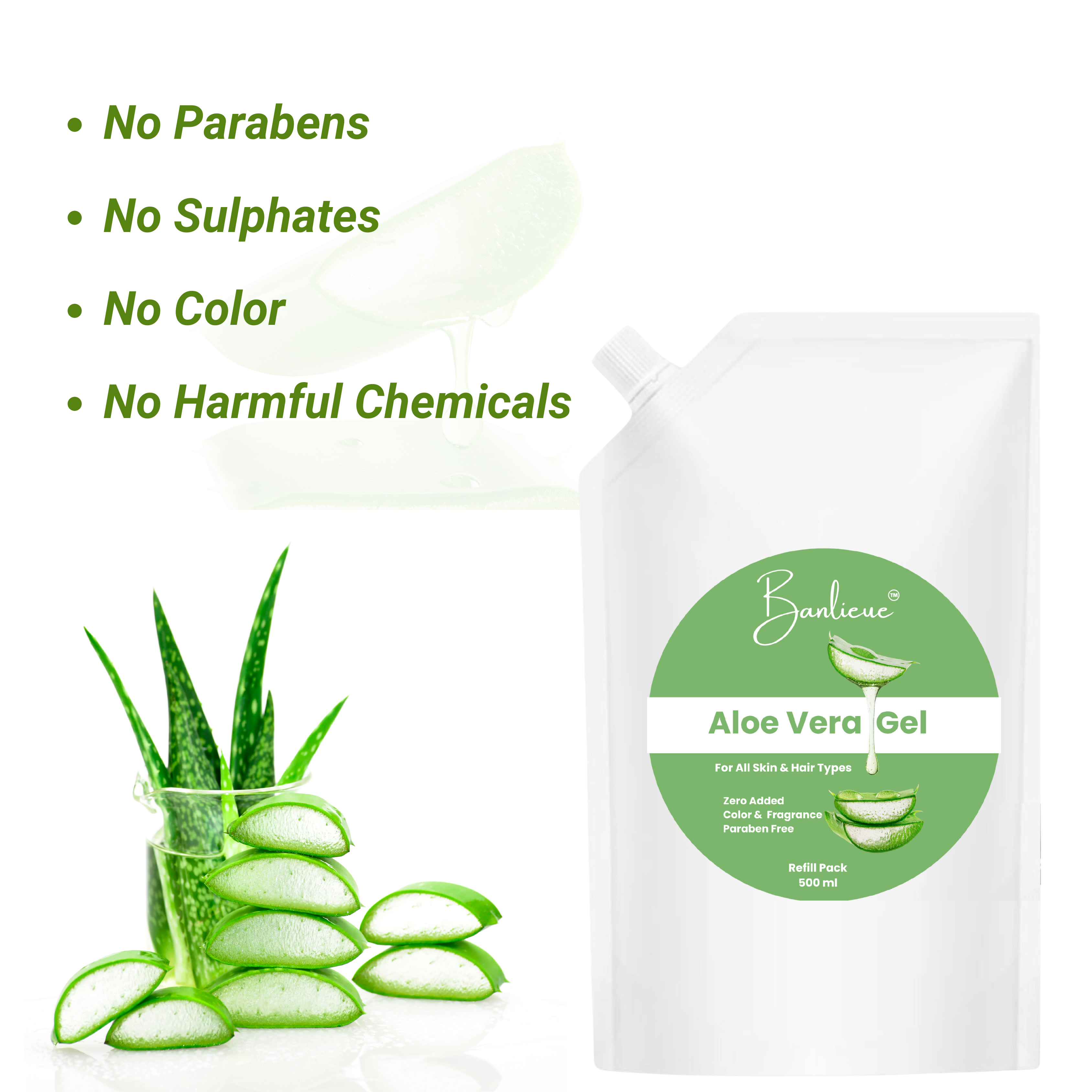 Banlieue Aloe Vera Gel Refill Pack | Pure & Natural Skincare Solution for All Skin type - Banlieue