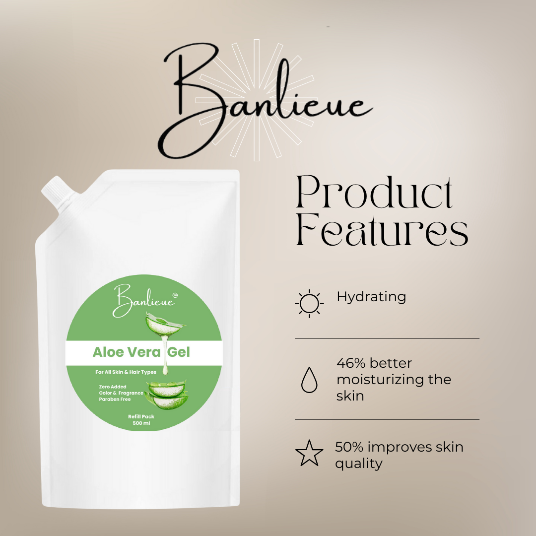 Banlieue Aloe Vera Gel Refill Pack | Pure & Natural Skincare Solution for All Skin type
