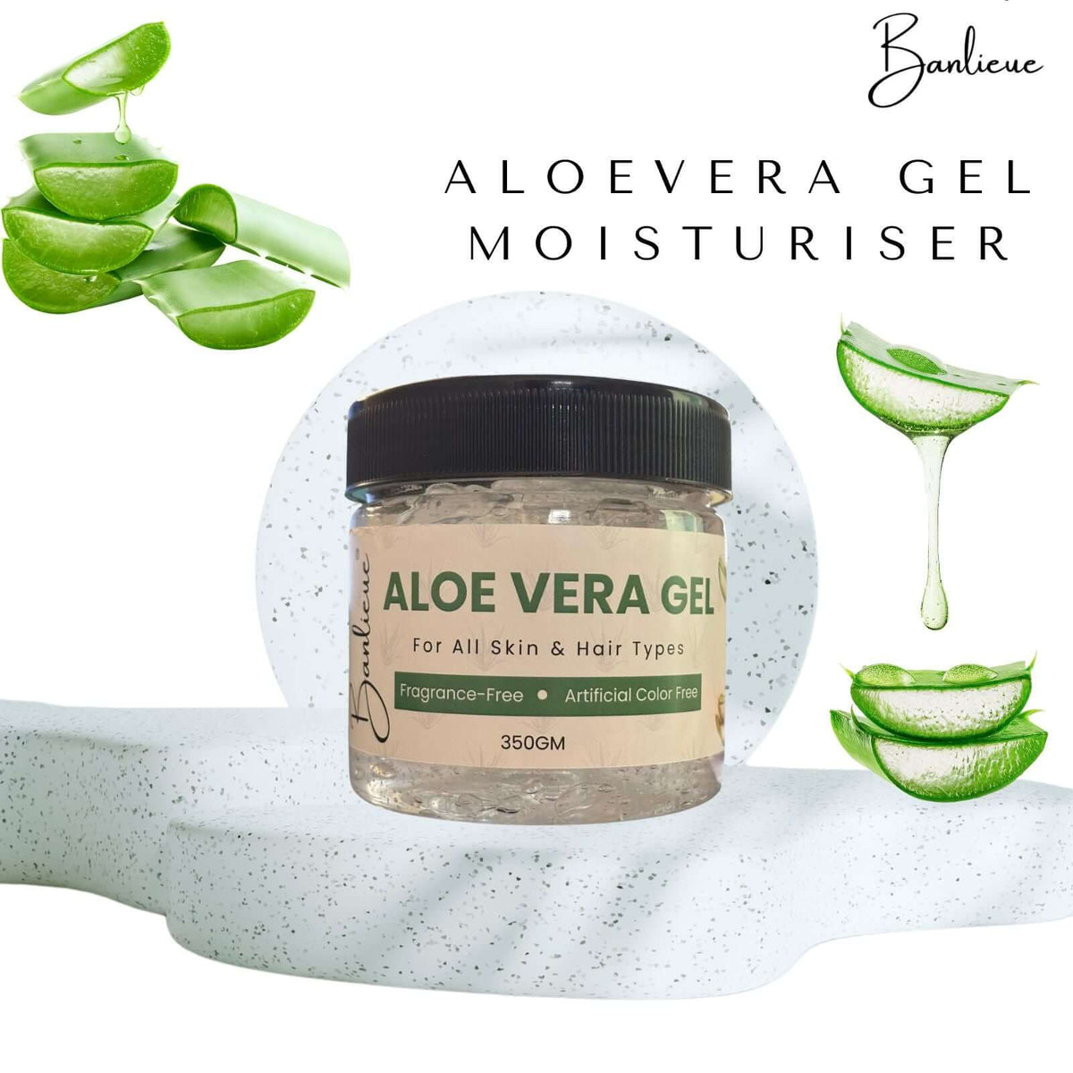 Banlieue Aloe Vera Gel ,Pure & Natural Skincare Solution for All Skin type(350gm)