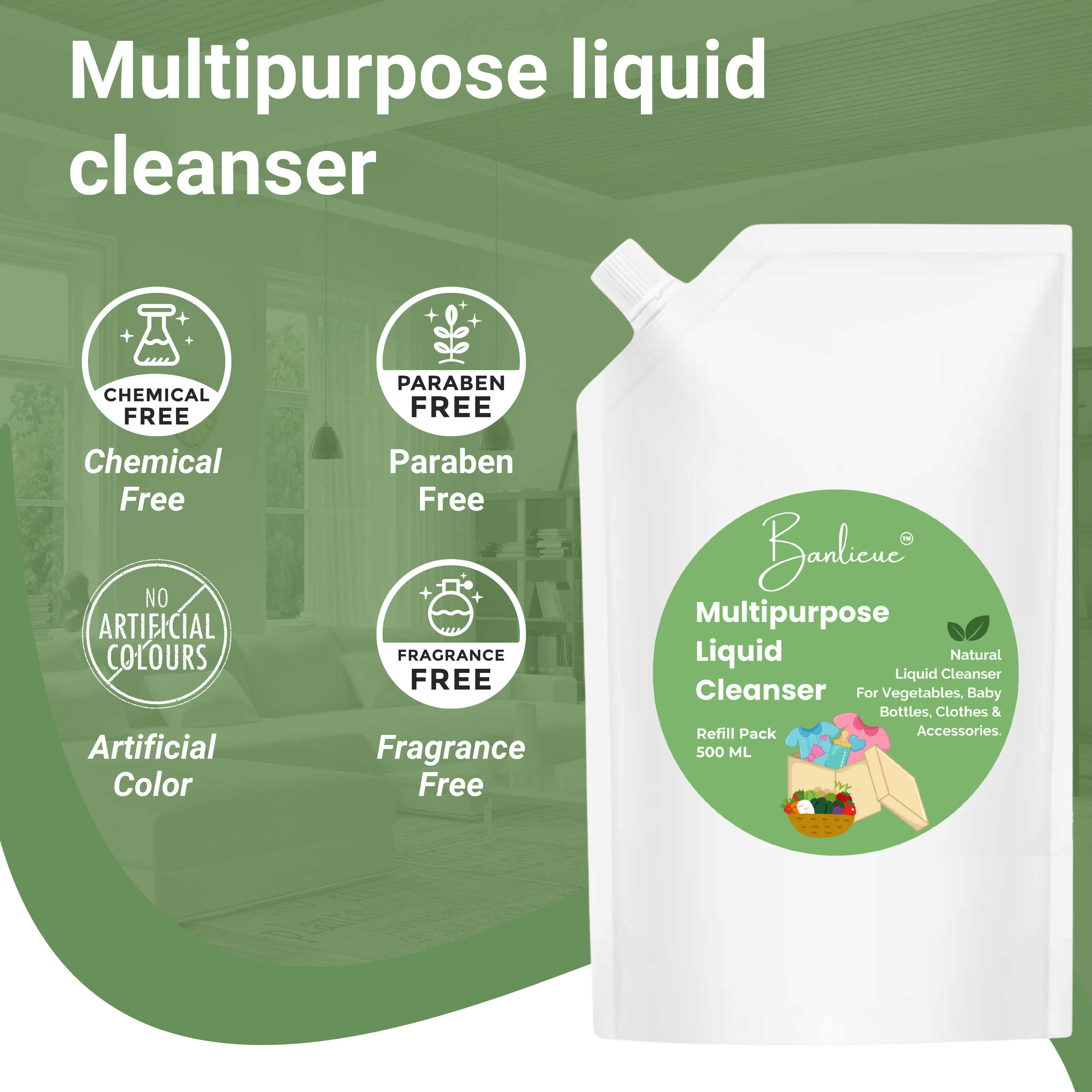 Banlieue 500ml Bottle Wash for Cleaning Baby Bottles, Nipples, Accessories - Banlieue