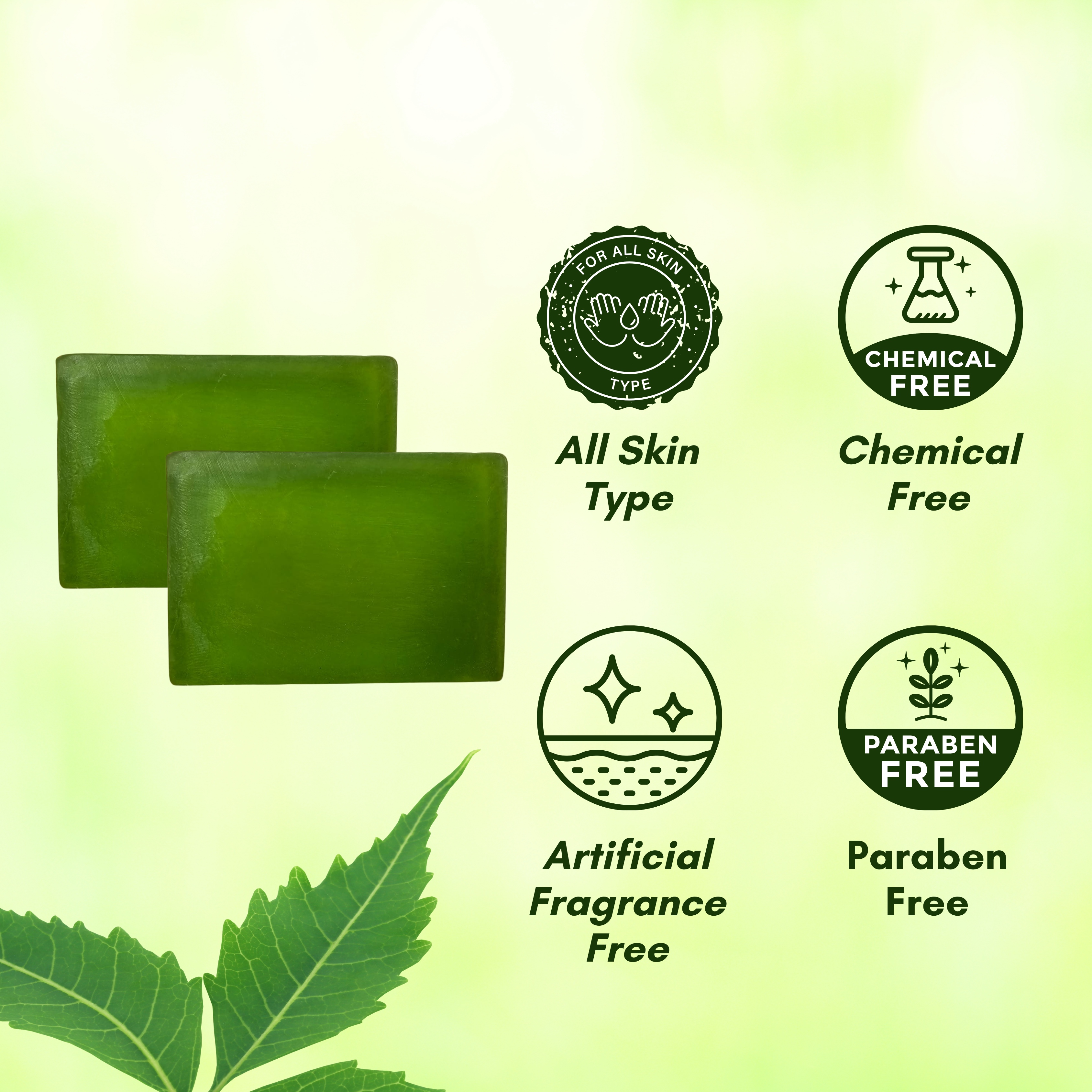 Banlieue Natural Neem Soap With the goodness of neem leaves and vitamin E infuse(pack of 4) - Banlieue